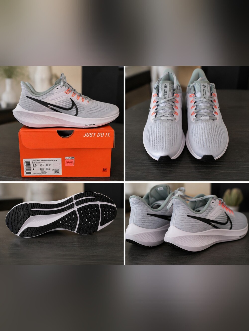 Nike Women’s Running Shoes Gray with Black Swoosh and Coral Accents